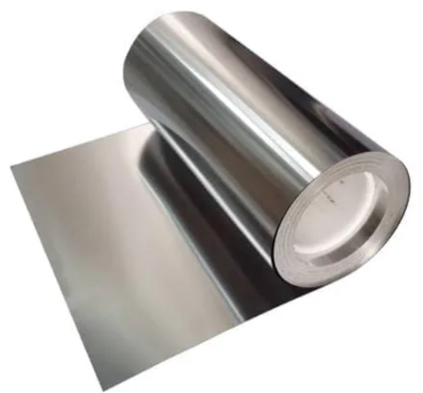 A roll of stainless steel foil.