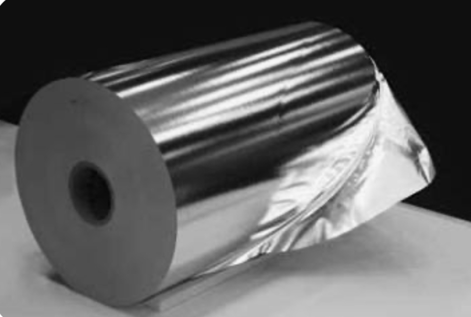 A large roll of aluminum foil.